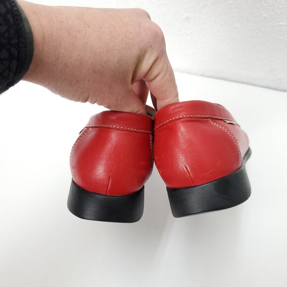 MEPHISTO Leather Idellia Red Comfort Mocassin Loafers Square Toe Shoes - Picture 7 of 12